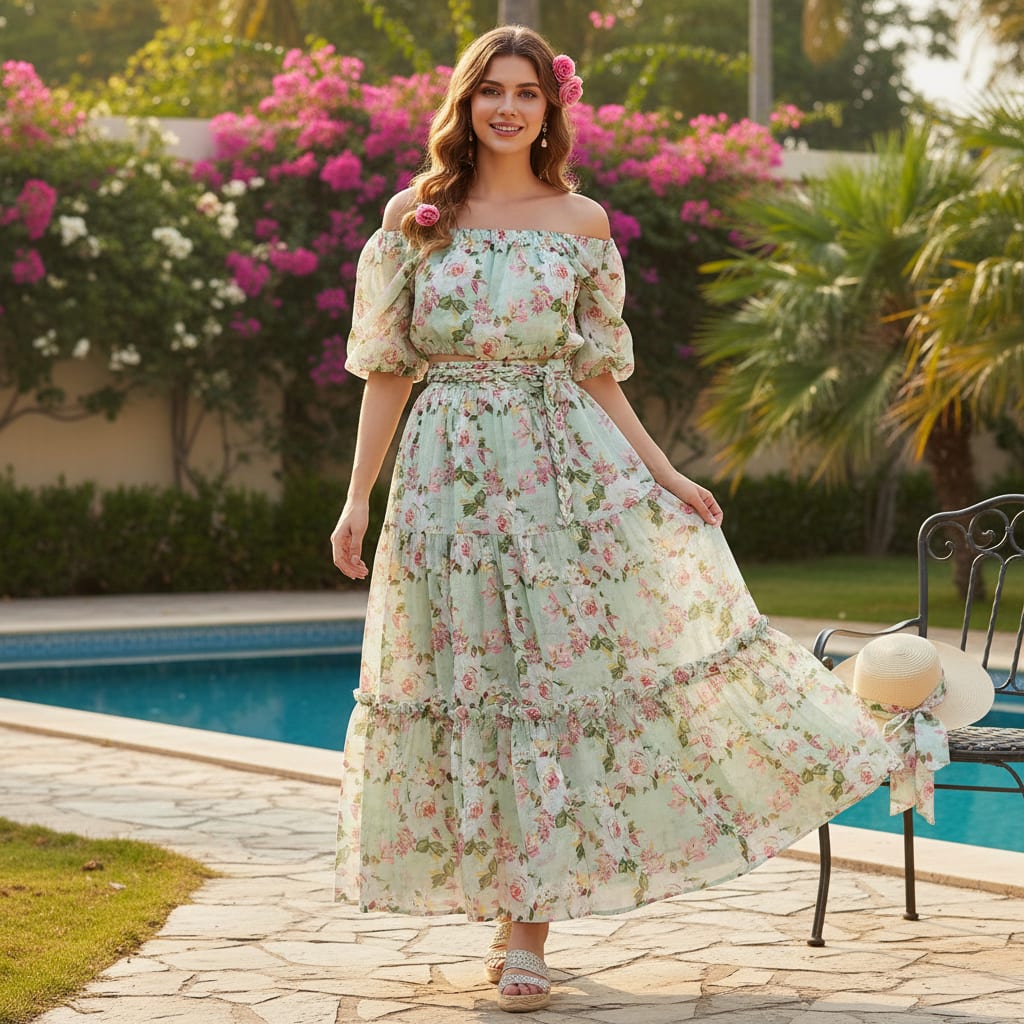 Gorgeous Kota Doria Floral Fabric Material for Making Classy Outfits