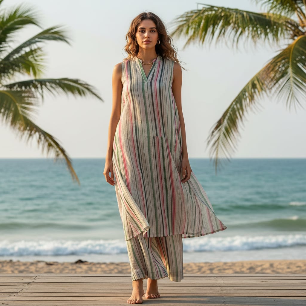 Gorgeous Strips Kota Doria Digital Printed Fabric Material