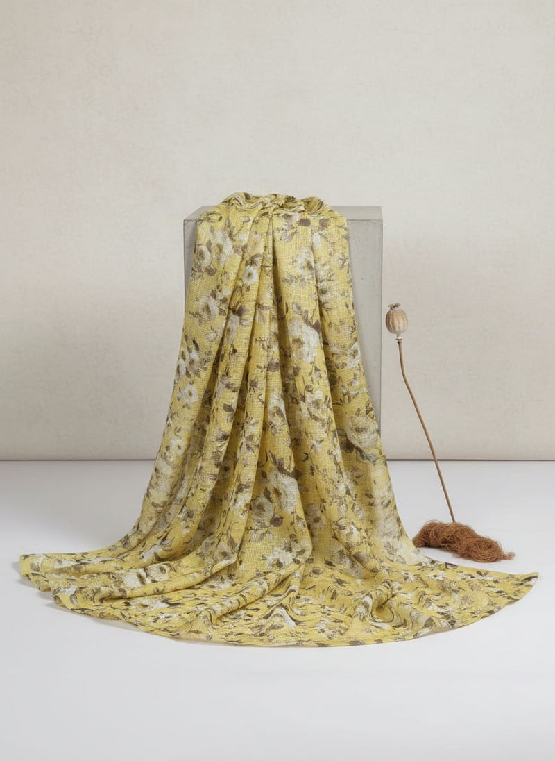 Gorgeous Floral and Leaves Digital Printed Kota Doria Fabric