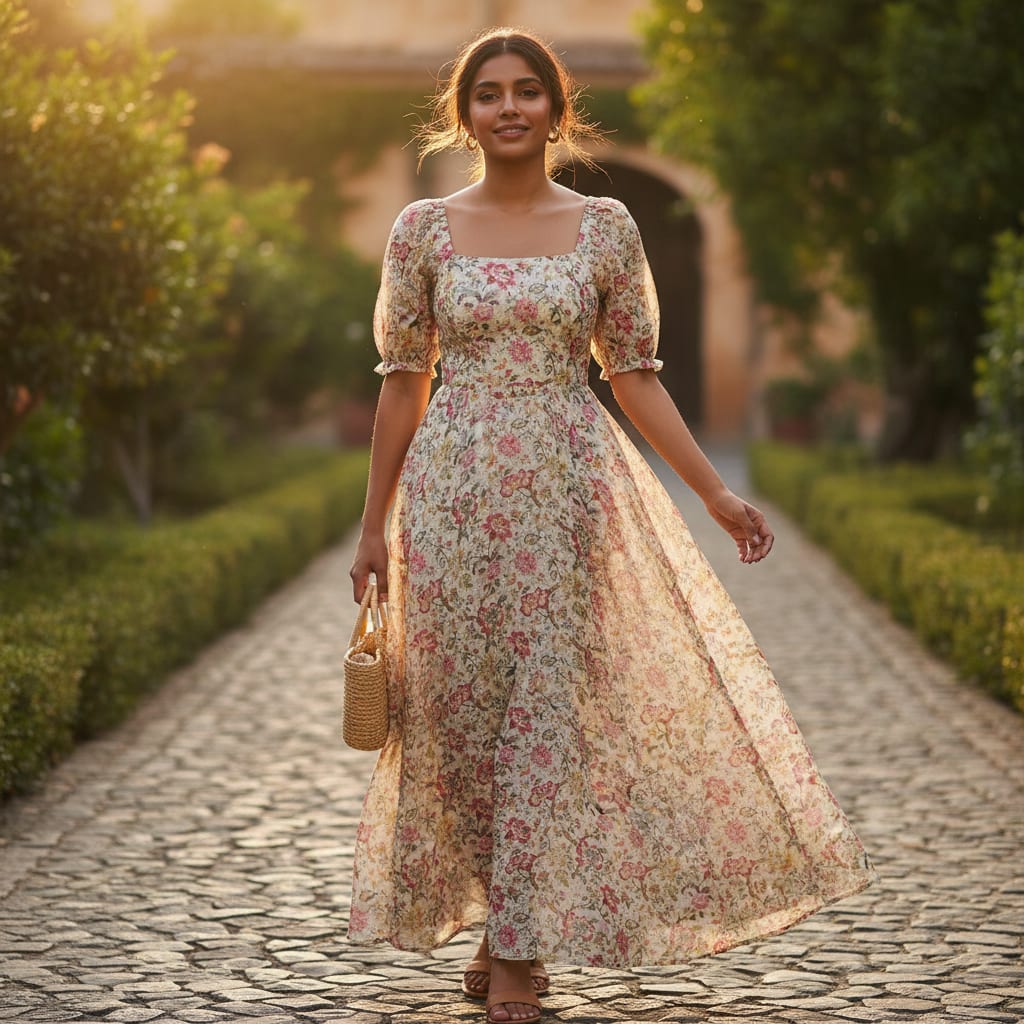 Classy Kota Doria Fabric in Multicolor with Decorative Floral Ditsy Design