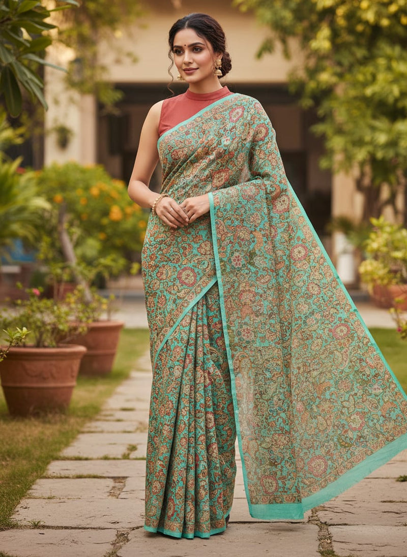 Gorgeous Multicolor Paisley and Floral Velly Kota Doria Fabric