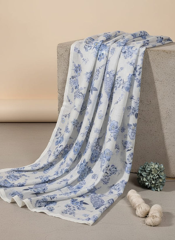Gorgeous Peacock and Flower Print on Kota Doria Digital Fabric Material - Fabric Editorial Studio Flatlay Lookbook - KD-0-TA07128-110