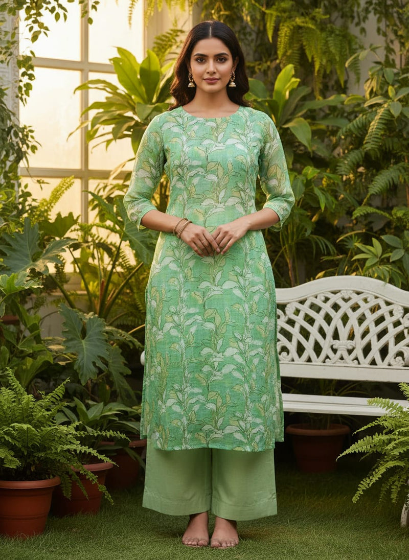 Gorgeous Kota Doria Fabric with Decorative Floral Design in Vibrant Yellow and Green