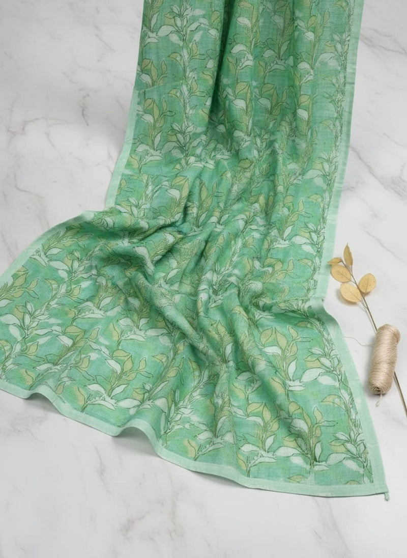 Gorgeous Kota Doria Fabric with Decorative Floral Design in Vibrant Yellow and Green