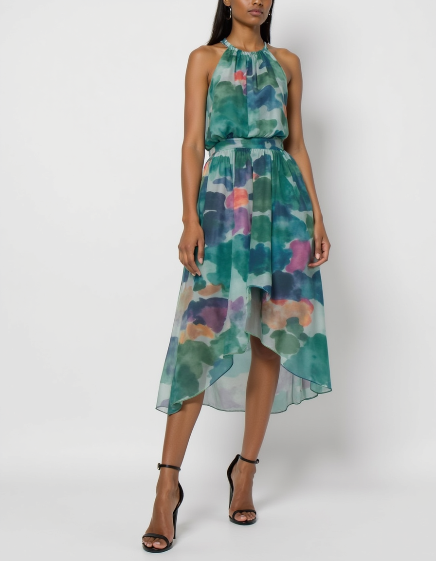 Multicolor Abstract Pattern Digital Printed Fabric