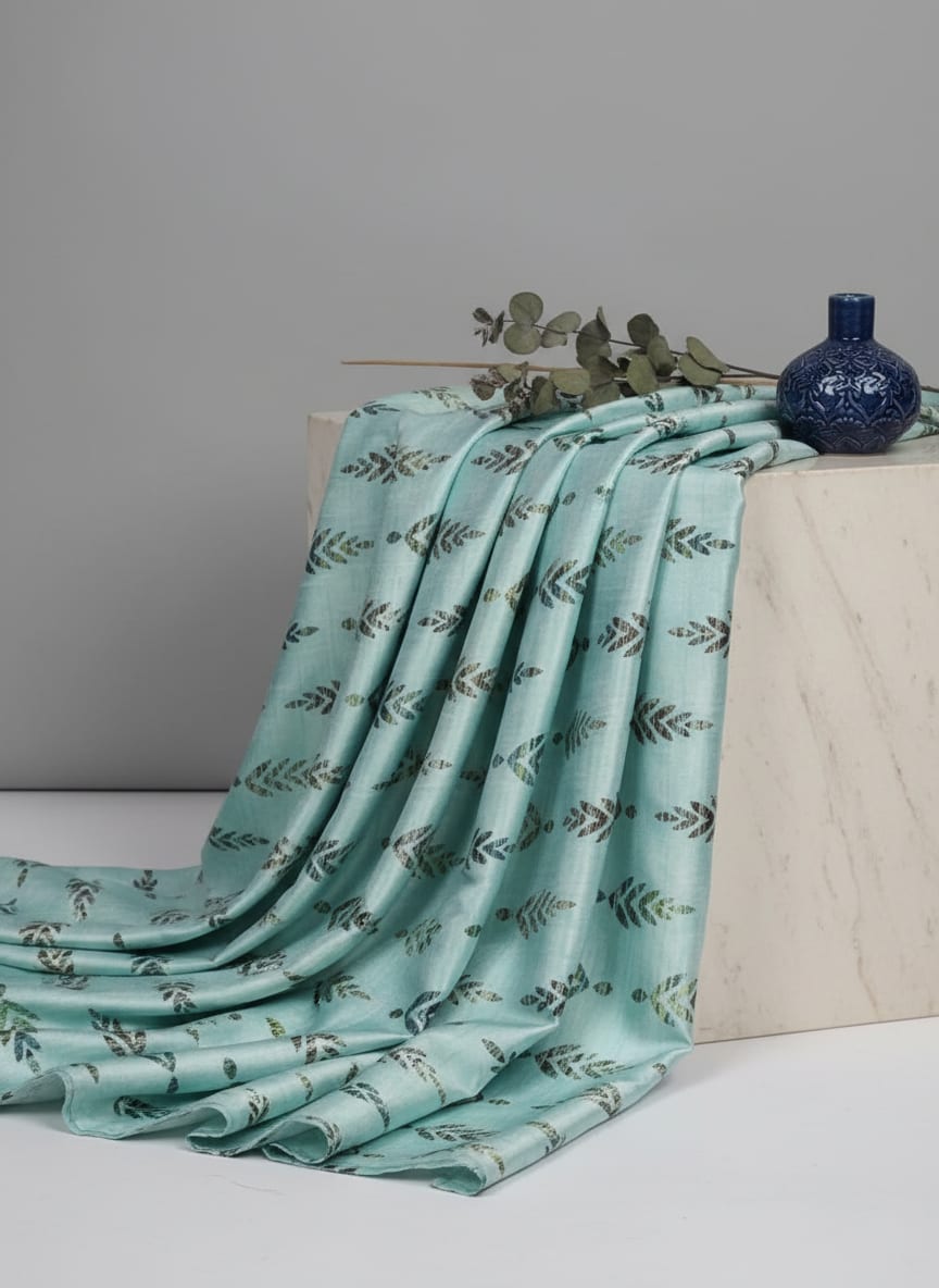 Leaf Print Satin Fabric