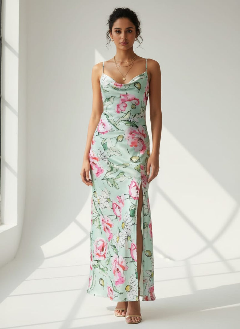 Pink Floral Print on Japan Satin