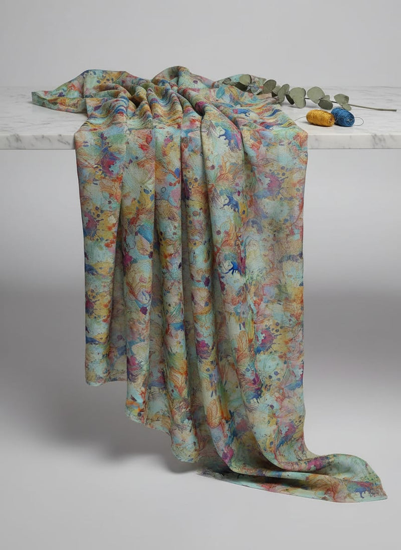 Abstract Floral Digital Print Kota Doria Fabric