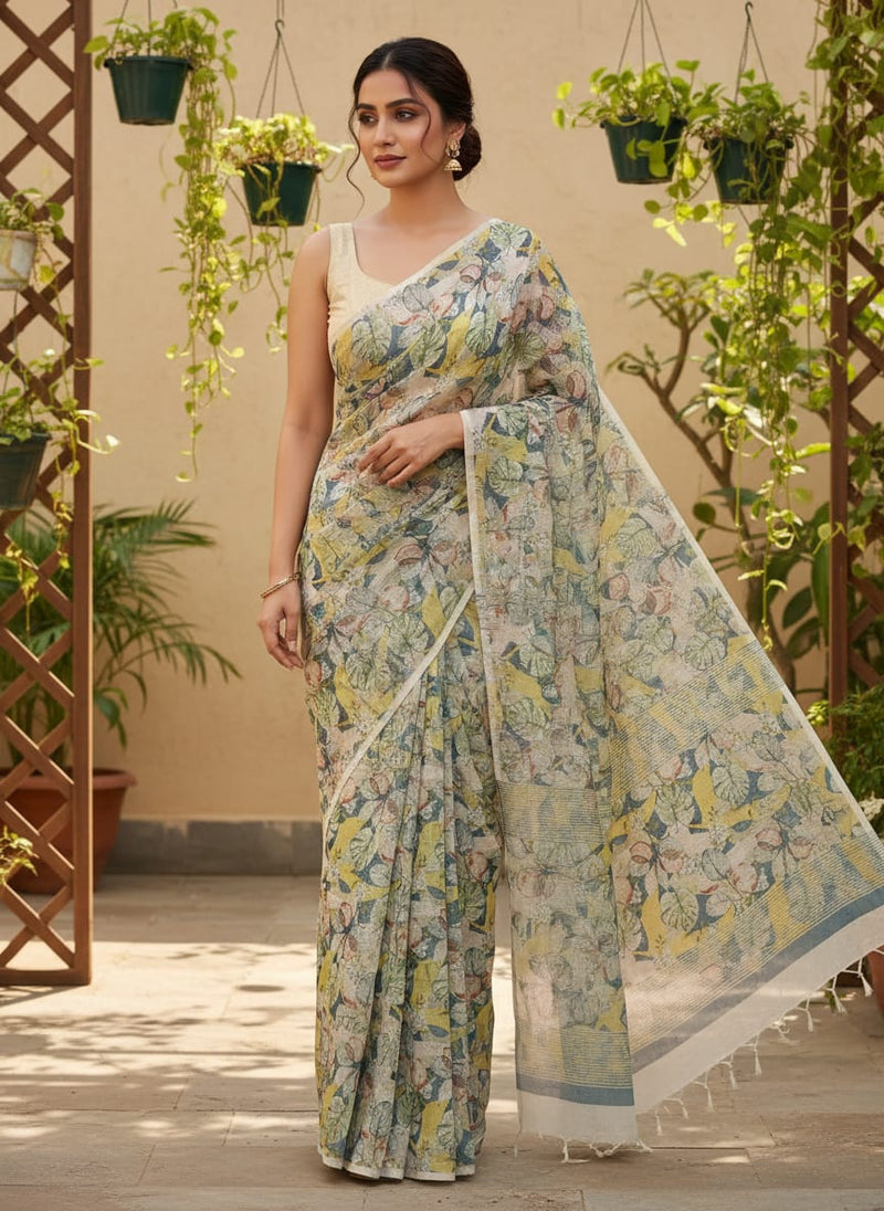 Multicolor Floral Print Kota Doria Fabric