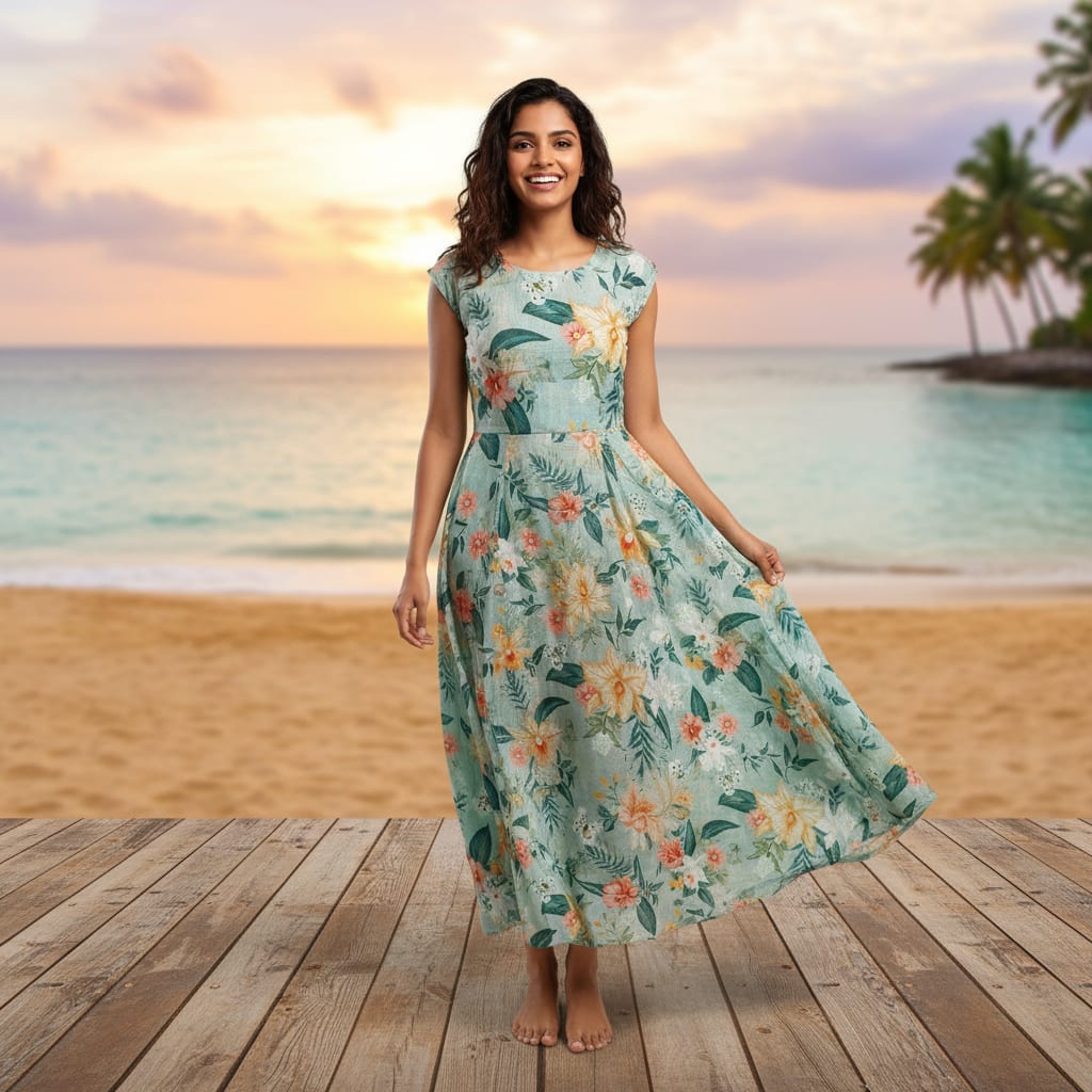 Multicolor Floral Print Kota Doria Fabric