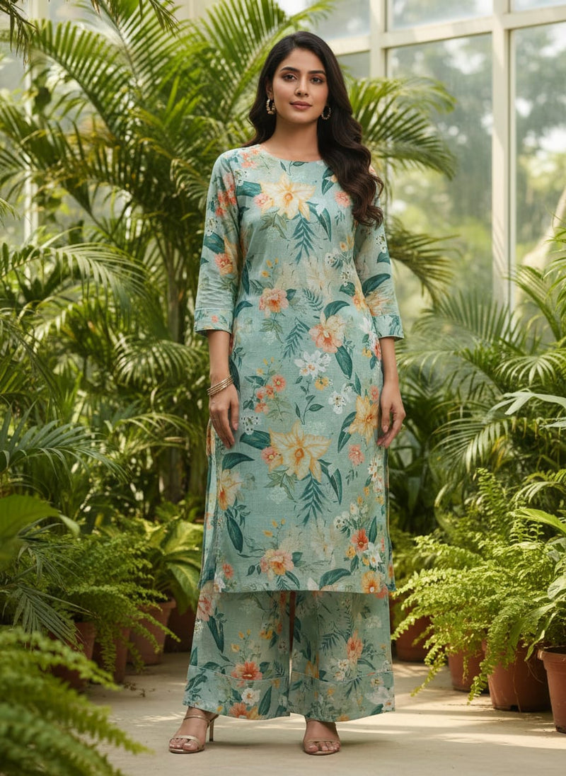 Multicolor Floral Print Kota Doria Fabric