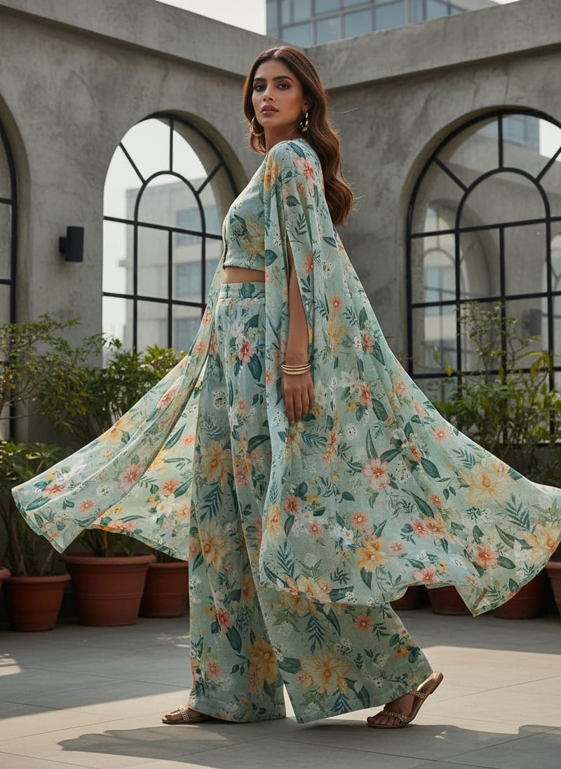 Multicolor Floral Print Kota Doria Fabric