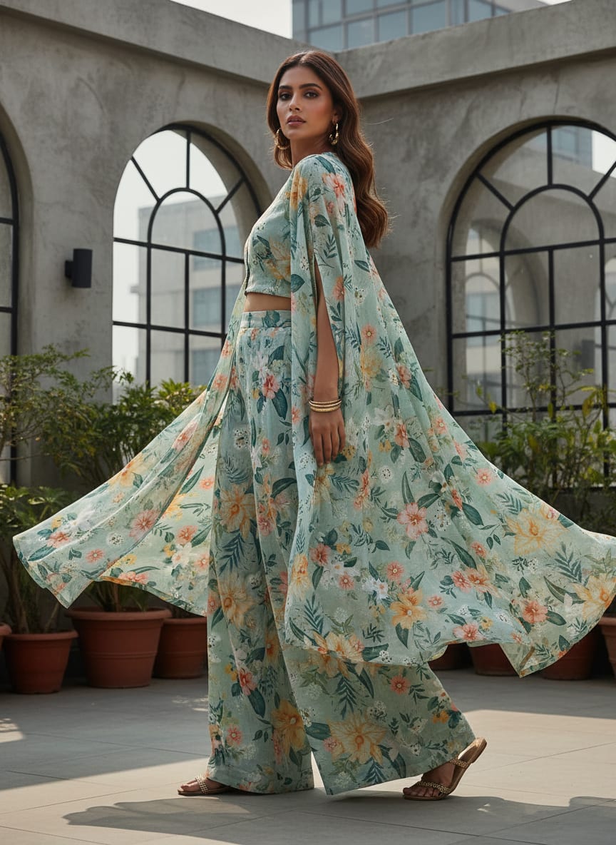 Multicolor Floral Print Kota Doria Fabric