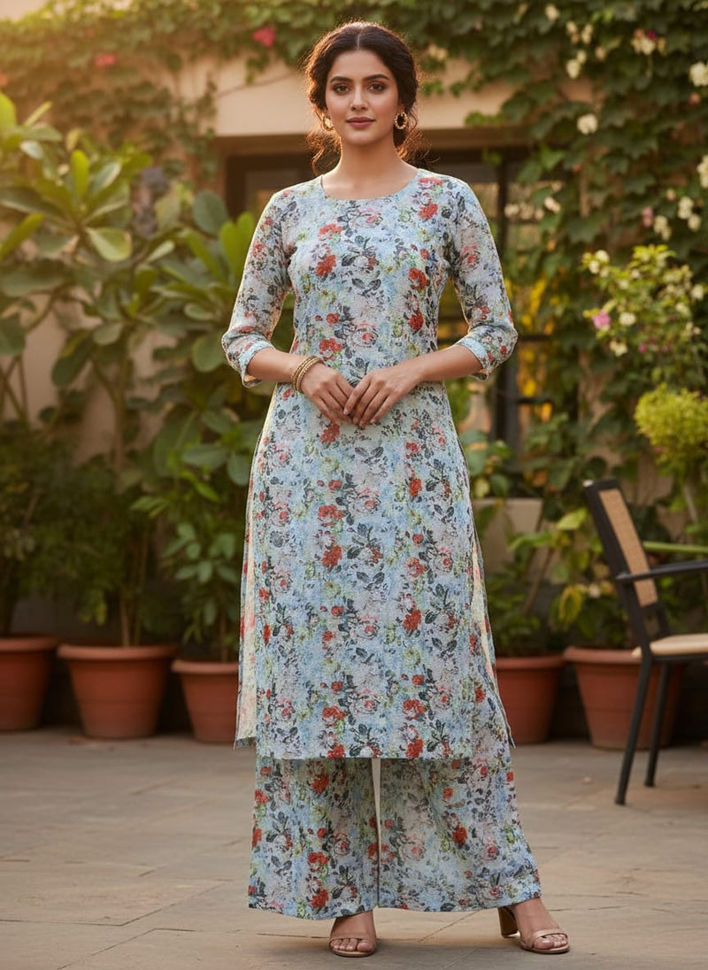 Kota Doria Fabric with Floral Print