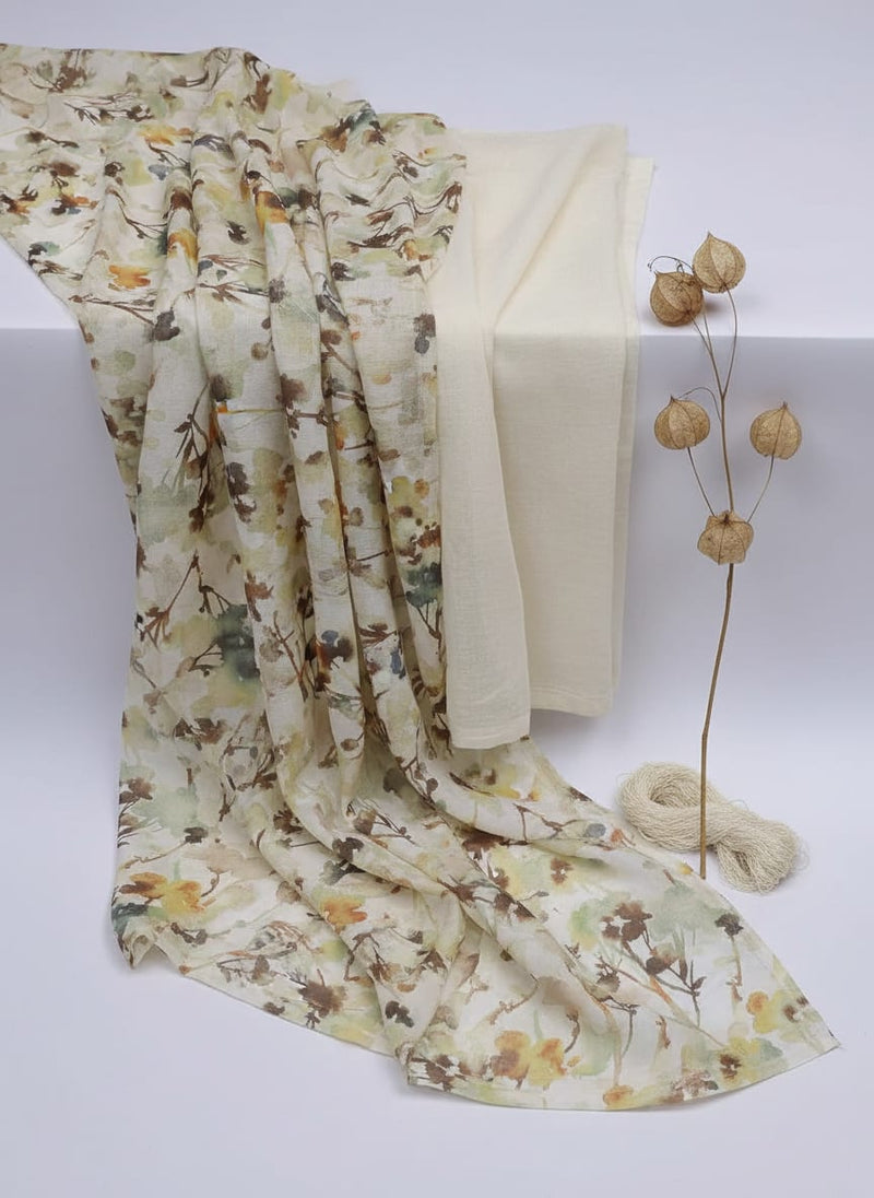 Abstract Floral Print Kota Doria Fabric