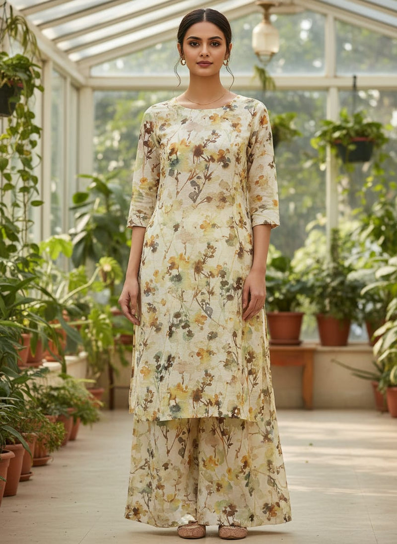 Abstract Floral Print Kota Doria Fabric