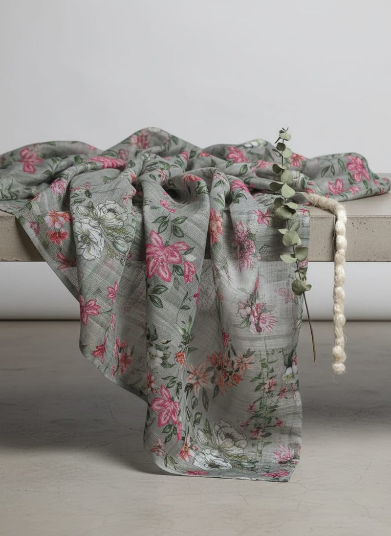 Kota Doria Fabric with Floral Print