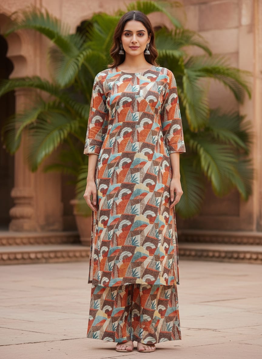 Abstract Geometric Kota Doria Fabric