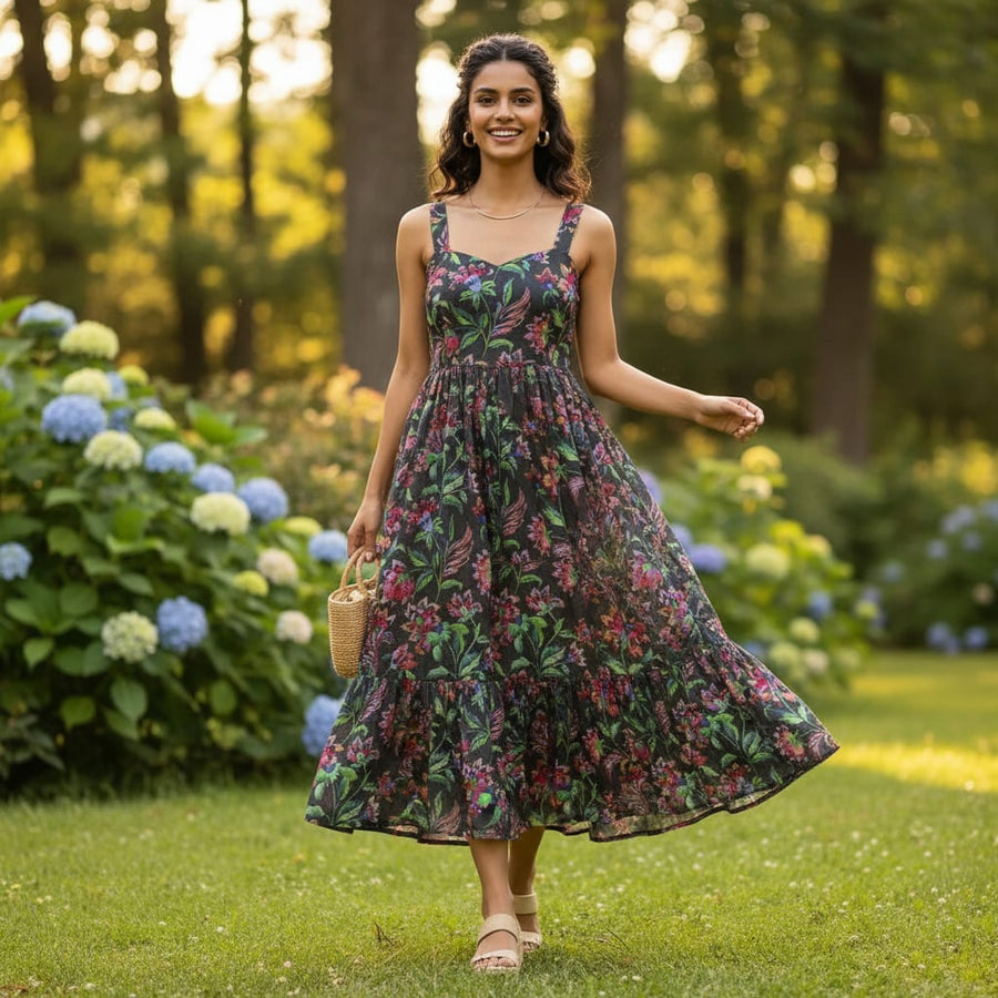 Multicolor Floral Printed Kota Doria Fabric