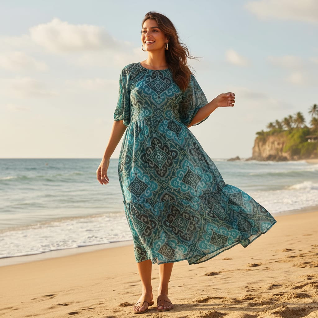 Kota Doria Fabric With Blue Print