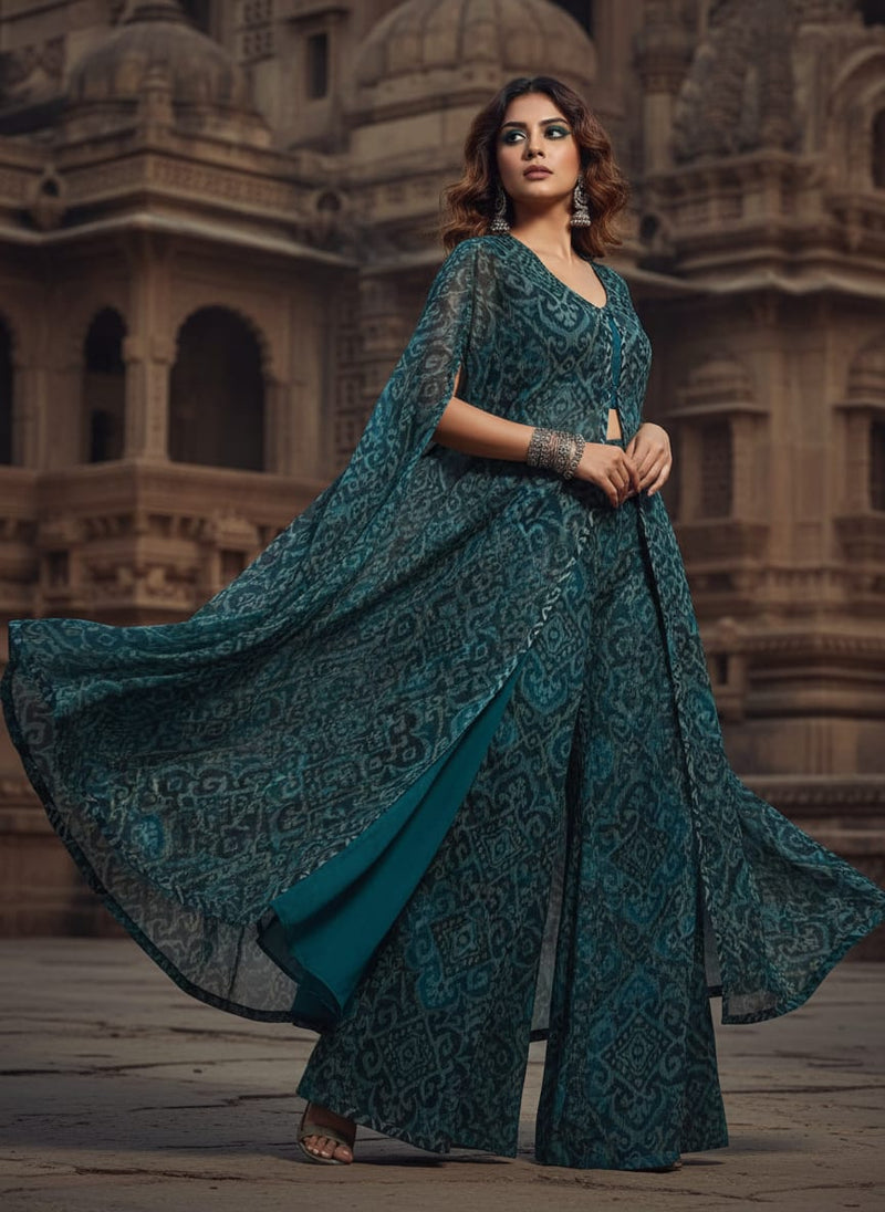 Kota Doria Fabric With Blue Print