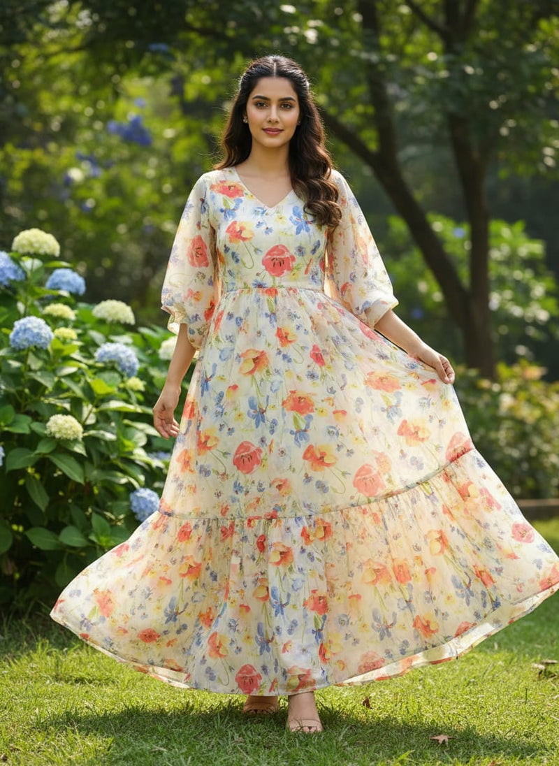 Multicolor Floral Printed Muslin Fabric