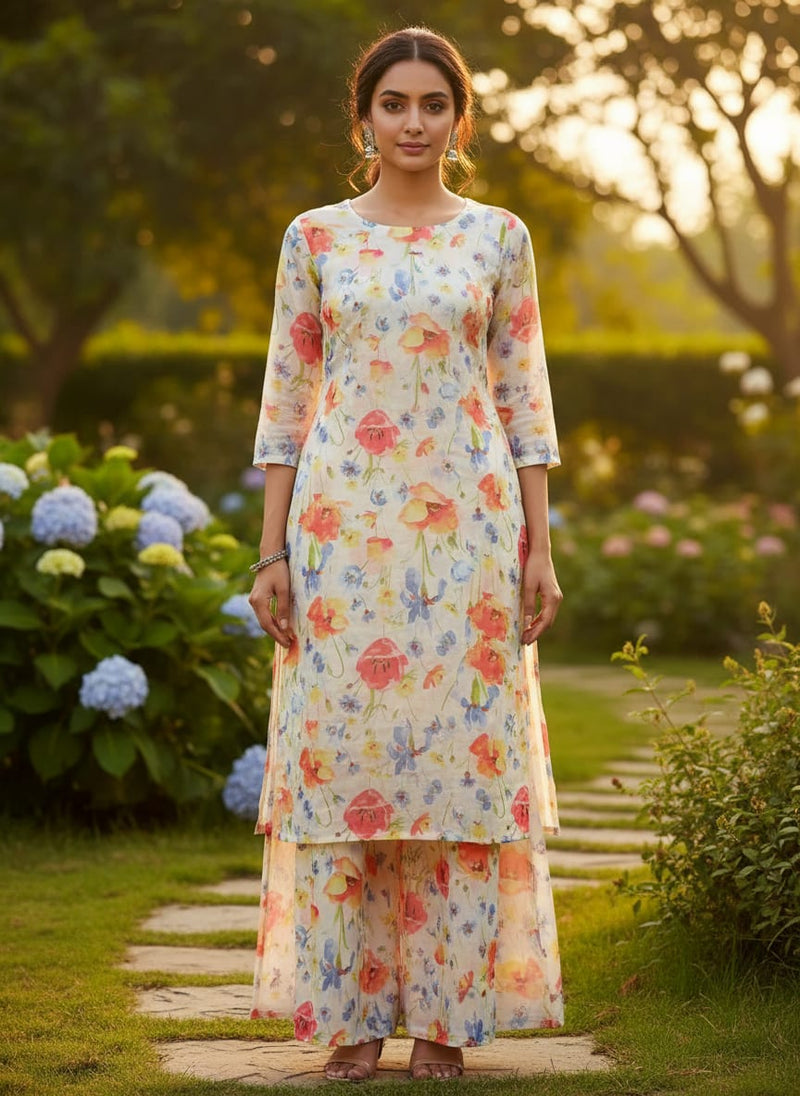 Multicolor Floral Printed Muslin Fabric