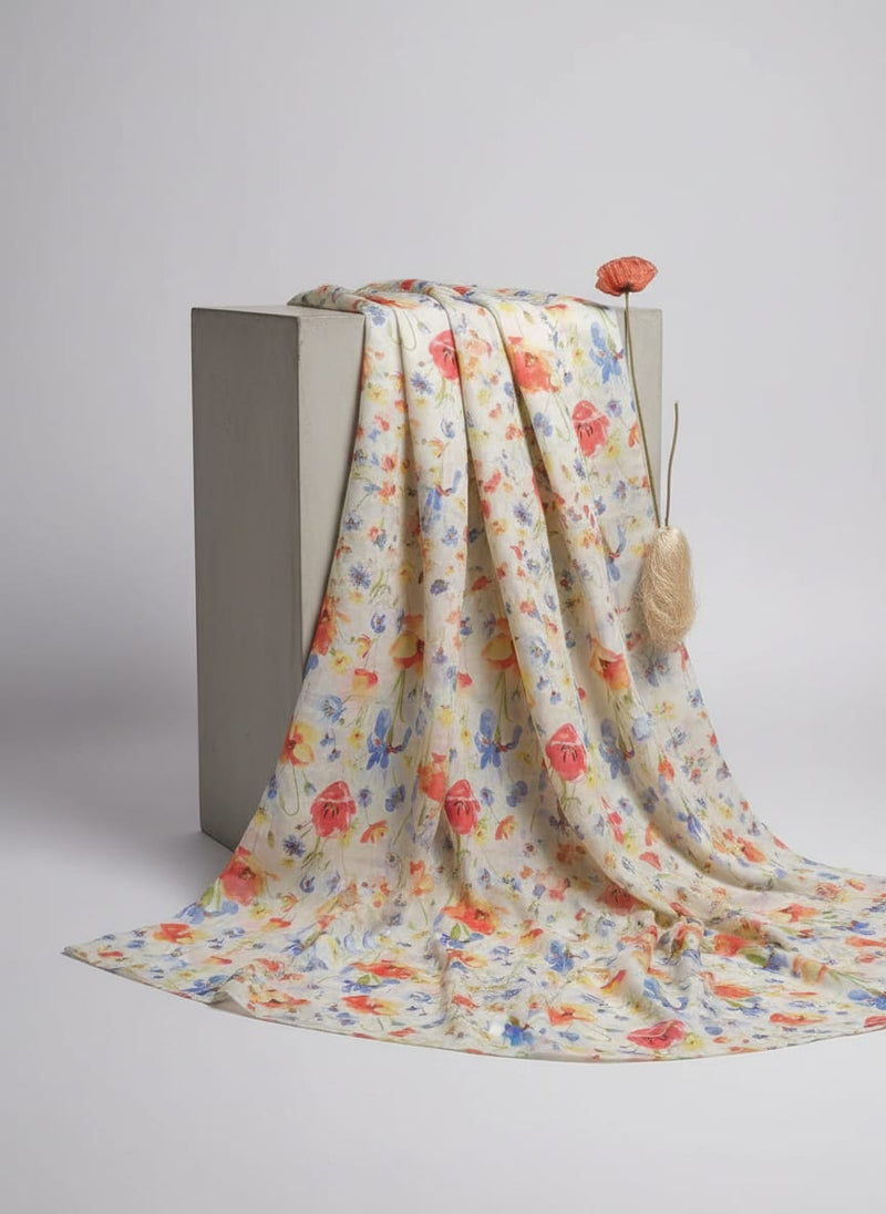 Multicolor Floral Printed Muslin Fabric