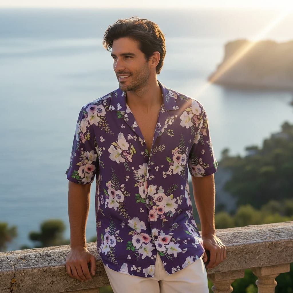 Purple Floral Muslin Fabric