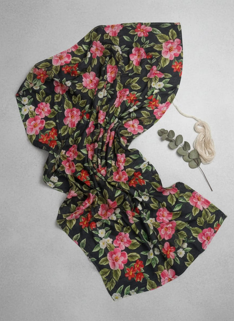 Pink Floral Muslin Fabric