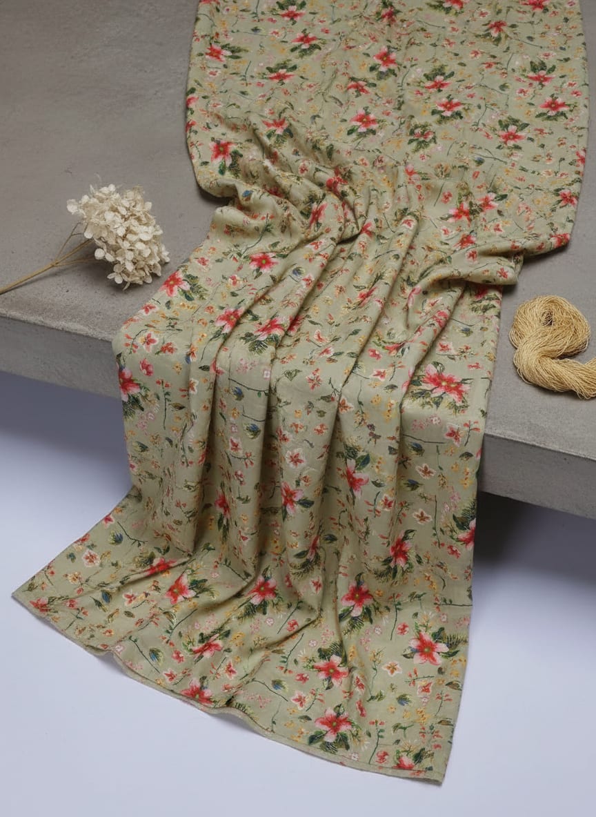 Multicolor Floral Print Muslin Fabric