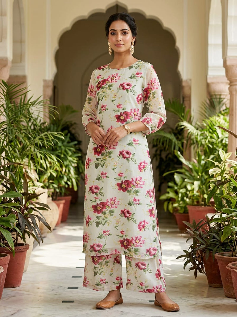 Multicolor Painterly Rose Floral Muslin Digital Printed Fabric