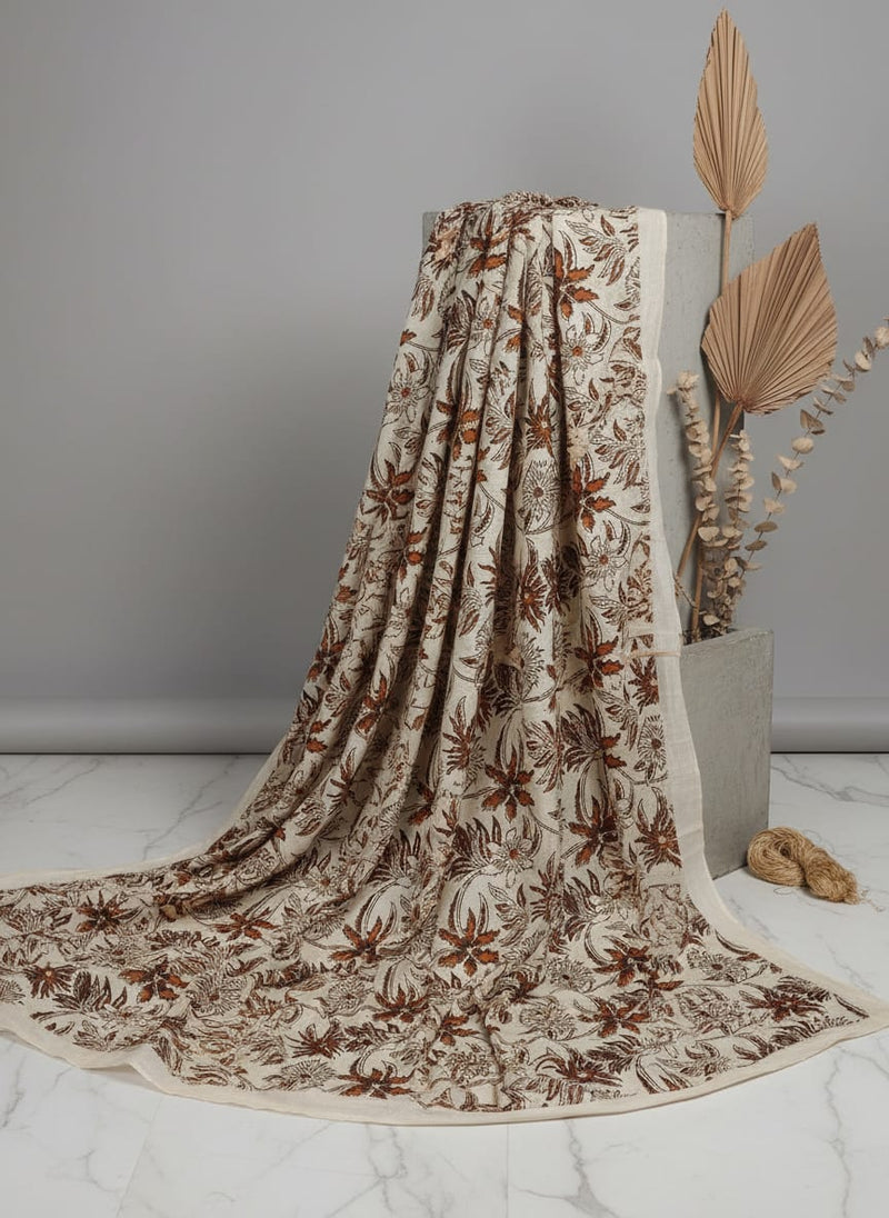 Hand Block Print Floral Muslin Fabric