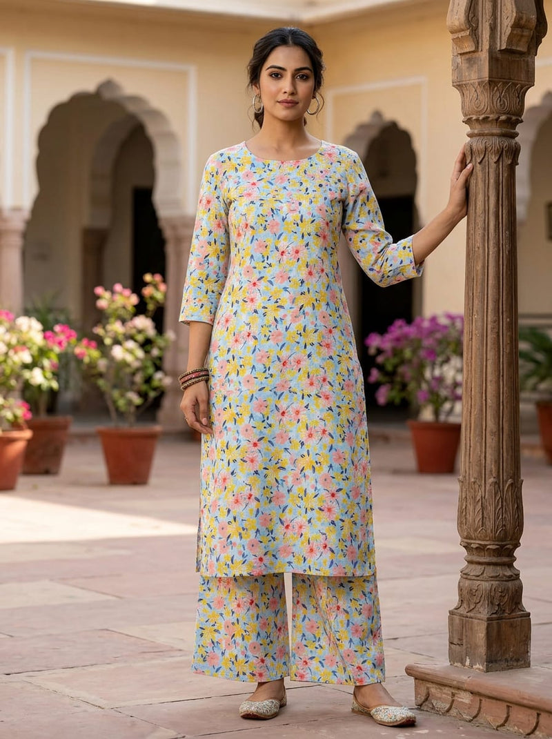 Multicolor Ditsy Floral Print Linen Digital Printed Fabric