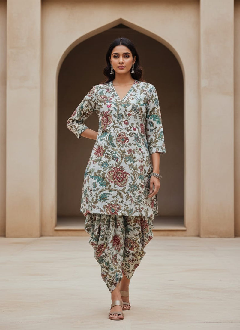 Linen Fabric with Floral Print
