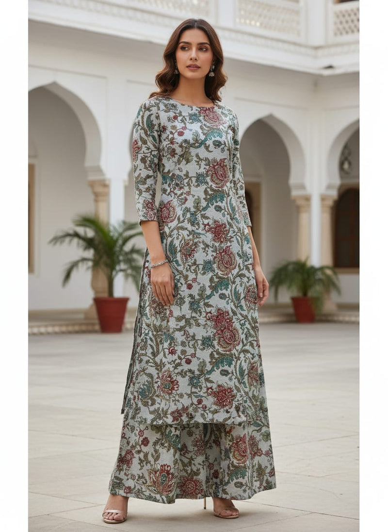 Linen Fabric with Floral Print