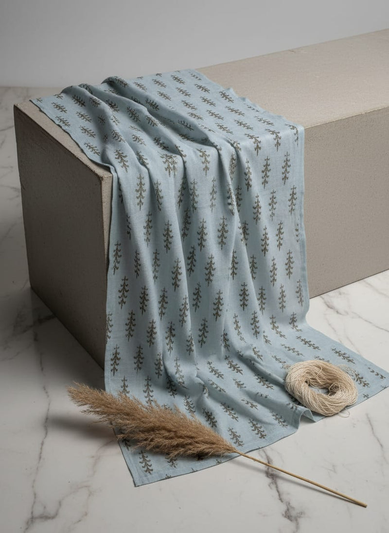 Pine Trees Printed Linen Fabric