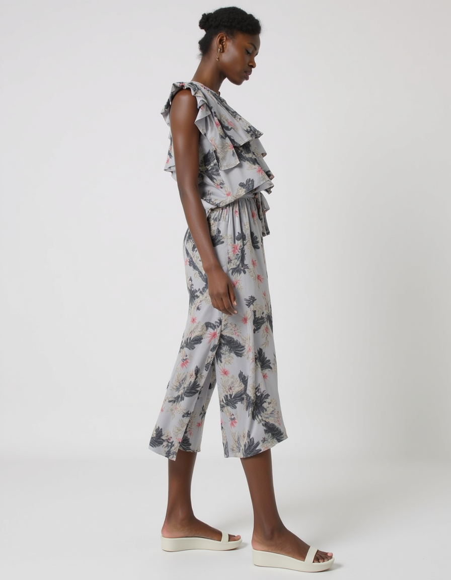 Royal Vintage Greyish Leafs Digital Printed Fabric