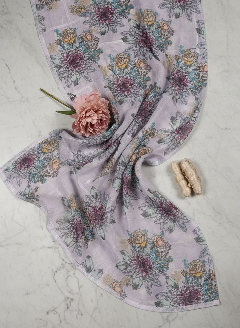 FAB VOGUE Studio Linen Digital Printed Fabric - Floral Pattern