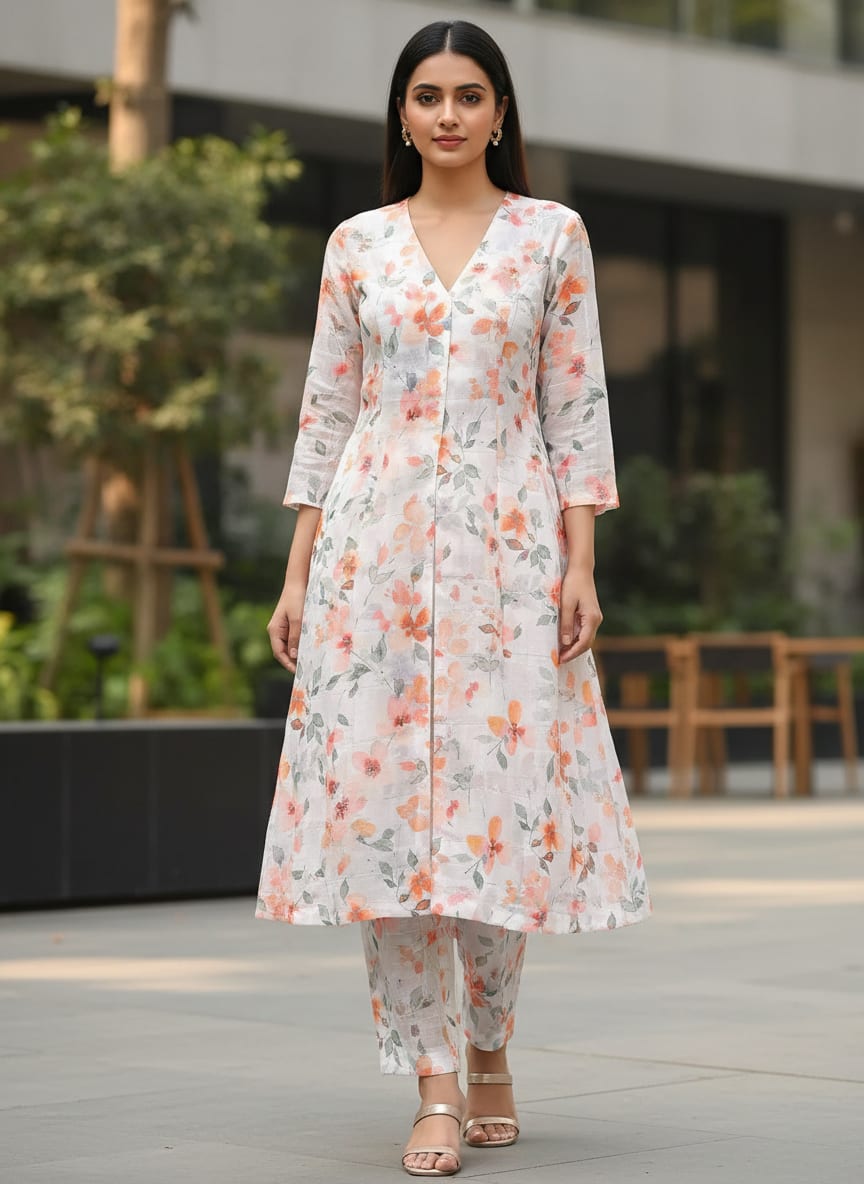 Where Soft Florals Meet a Subtle Grid