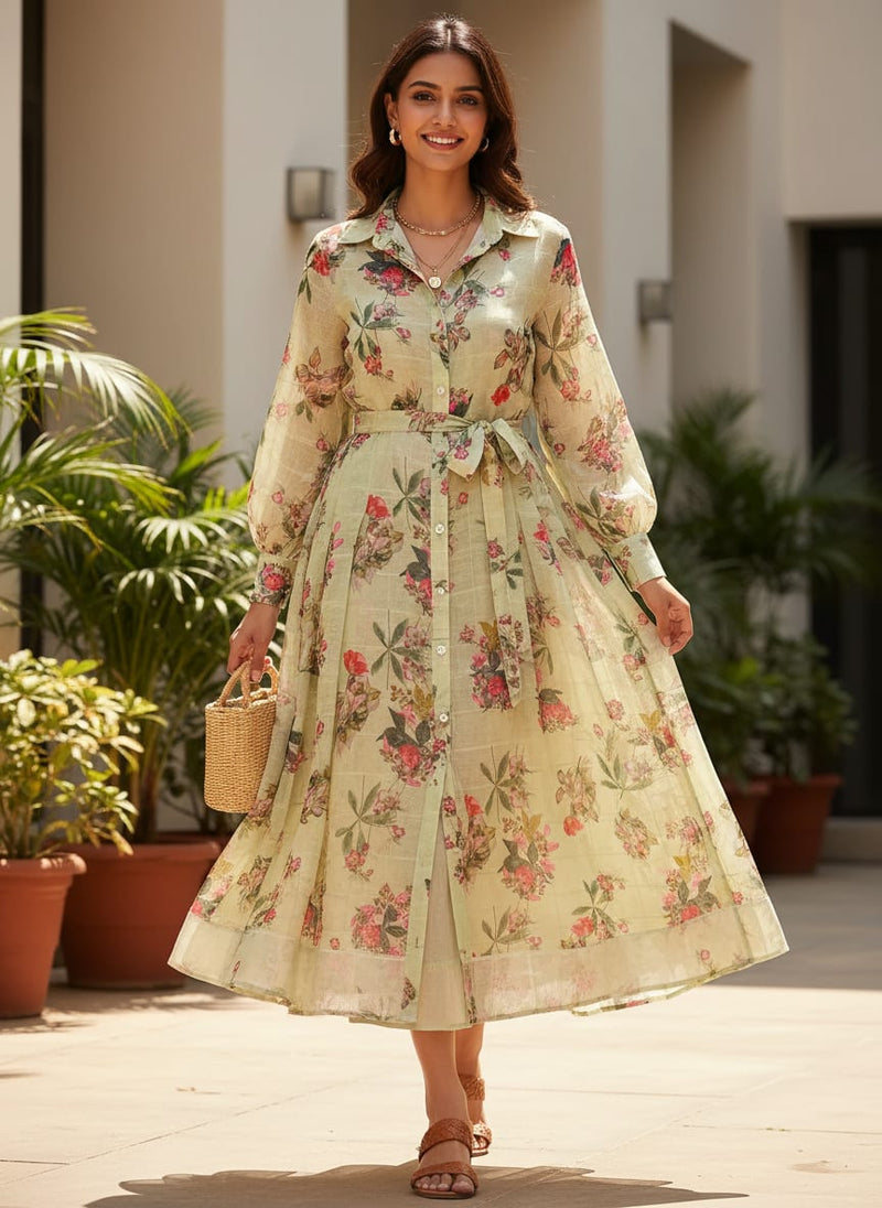 FAB VOGUE Studio Digital Printed Linen Look Polyester Fabric - Floral