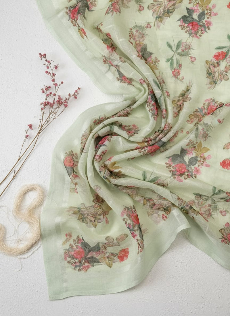 FAB VOGUE Studio Digital Printed Linen Look Polyester Fabric - Floral