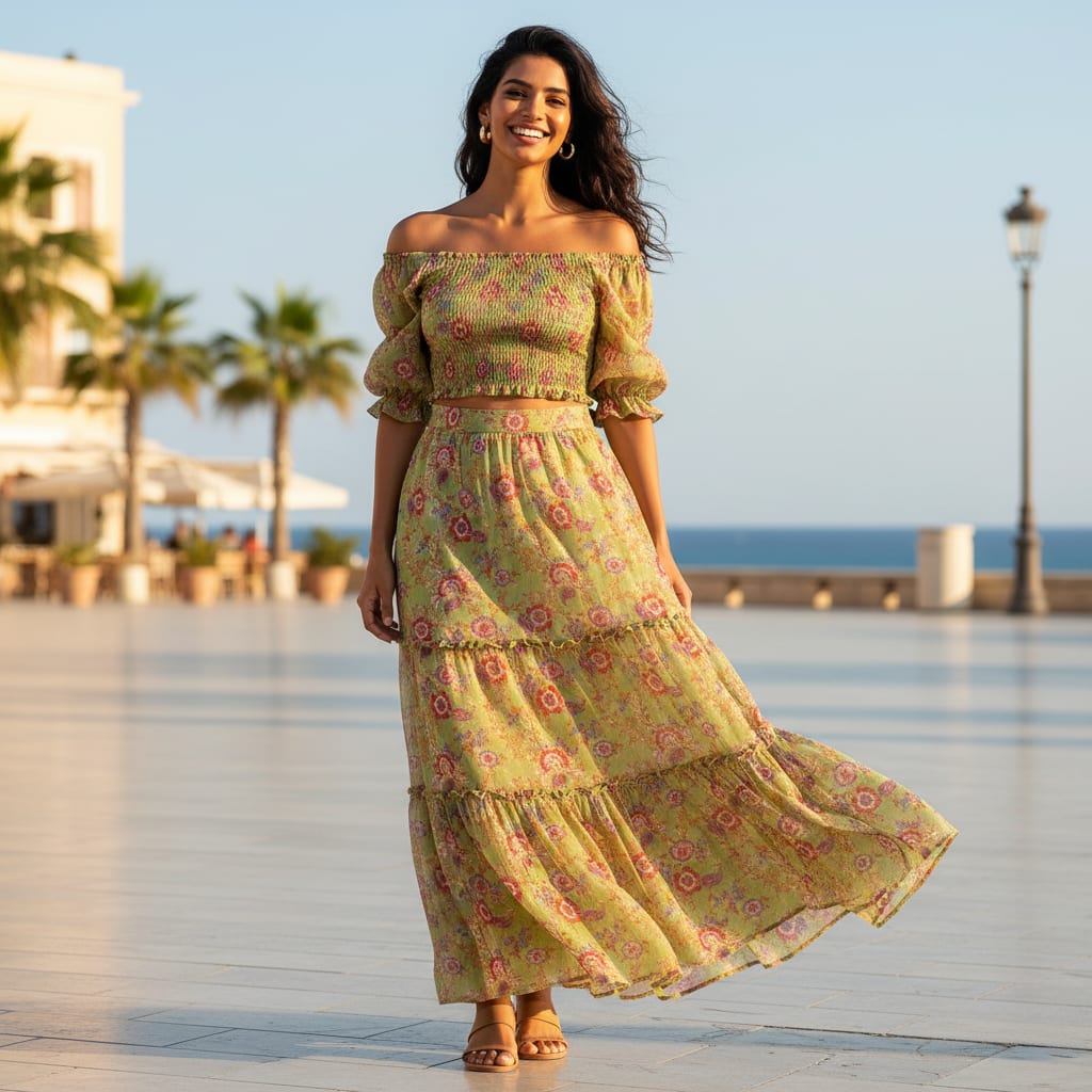 FAB VOGUE Studio Kota Doria Digital Printed Fabric - Green Floral