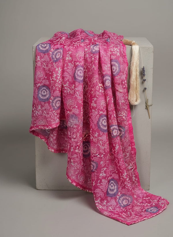 FAB VOGUE Studio Digital Printed Kota Doria Fabric - Pink Floral - Fabric Editorial Studio Flatlay Lookbook - KD-0-JA000114-110