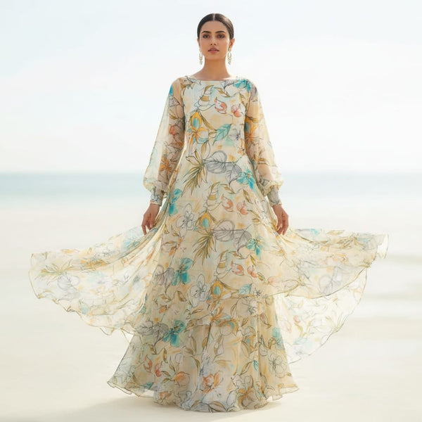 FAB VOGUE Studio Floral Printed Chiffon Fabric -  Lightweight,  Soft and Flowy for Dresses, Scarves, Crafts - alternate view