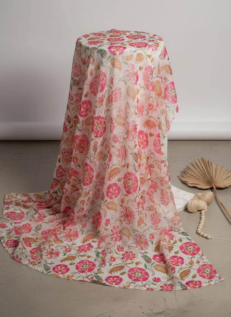 FAB VOGUE Studio Digital Printed Chiffon Fabric -  Floral Delight