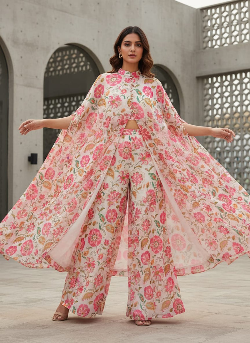 FAB VOGUE Studio Digital Printed Chiffon Fabric -  Floral Delight
