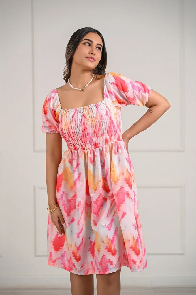 Pink Printed Muslin Dress – 87.1