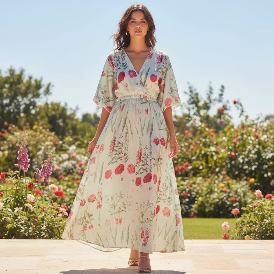 Linen Satin Floral Printed Fabric