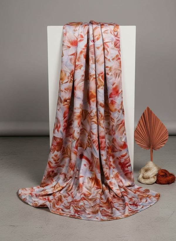 Abstract Floral Printed Satin Fabric - Fabric Editorial Studio Flatlay Lookbook - BSVL-0-AA692-110